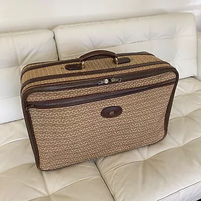 Vintage Mark Cross Jacquard & Leather MC Monogram Carry-On Suitcase Luggage NICE • $249.99