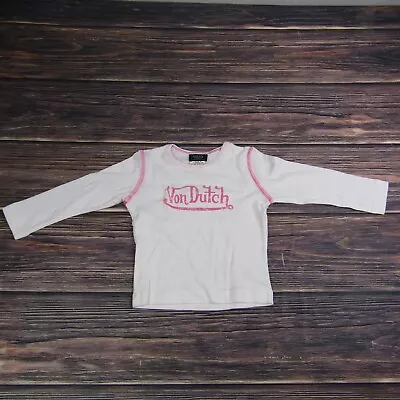 Von Dutch NEW Baby Kids Size 4 White Pink Long Sleeve Tee T Shirt 90s Y2K VTG • $14.99