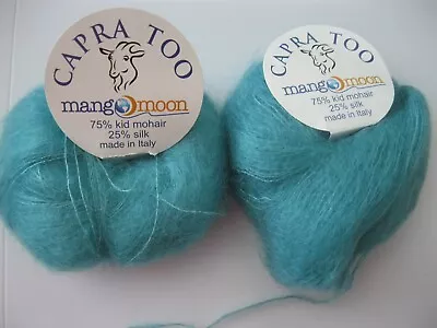 2 Skein Yarn Knit Mano Moon Kid Mohair & Silk TEAL 230 Yds Made In ITALY • $14