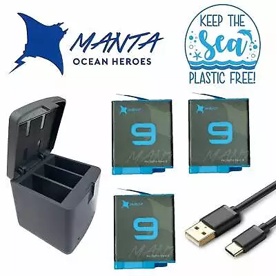 GoPro HERO 10 9 8 7 6 5 4 3 Battery Charger Dual/Triple MANTA Go Pro Black Kit • $101.95