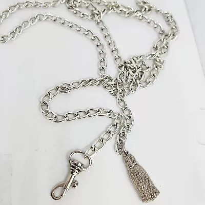 Vintage Silver Tone Belly Body Metal Chain Link Belt Tassle One Size Up To 48  • $17.95