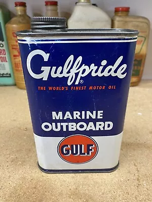 Vintage Gulfpride Marine Outboard Oil Can 1 Quart Advertising Gulf Pride Tin • $49.99