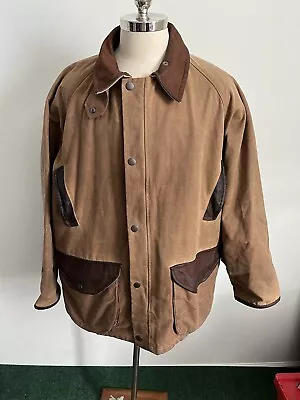 VTG Field Wear Hunting Coat Jacket Wax Leather Flannel Lined Scotland 2XL XXL • $74.95