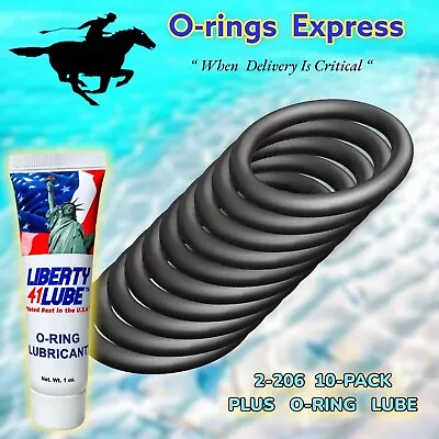 2-206   1/2  ID  X  3/4  OD  X  1/8  W 70 Buna O-Ring (10 Pack + LUBE TUBE) • $15.22