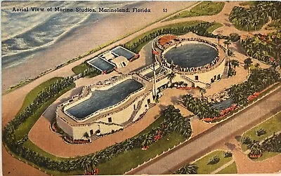 Marineland Florida Aerial View Marine Studios Vintage Linen FL Postcard C1940 • $9.70
