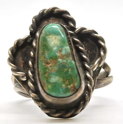 £48.66 • Buy Sterling Silver Turquoise Rope Native Gemstone Ring Size 8-1/2 .925 Twist