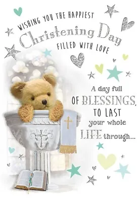 Christening Card Girl Or Boy Quality Greeting Card With Sentimental Words 9X6  • £3.79