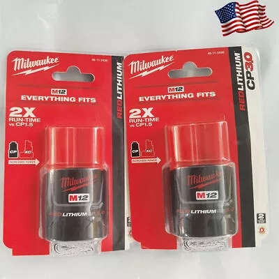 2PACK- Milwaukee M12 REDLITHIUM 12V 3.0 Ah Lithium-Ion Battery • $47.59