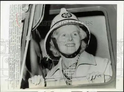 Press Photo Britain's Mrs. Margaret Thatcher At A Fire Station In North London • $15.88