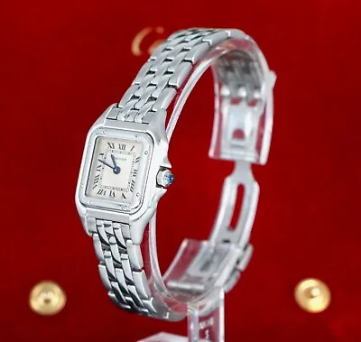 Ladies Cartier Panthere Stainless Steel 22mm Roman Dial Quartz Wrist Watch 1320 • $2950