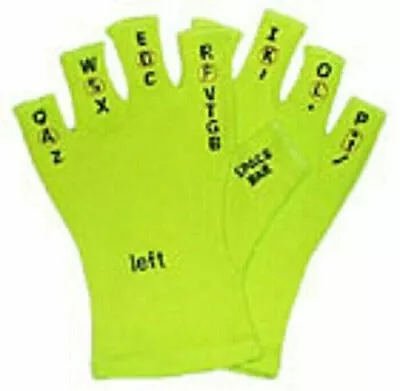 $10 • Buy Touchtypers Keyboarding Typing Computer Gloves Sewn Letters With Book Size Green