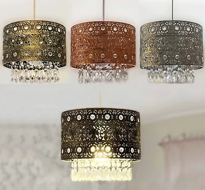 Moda Gem Ceiling Light Shade Chandelier Pendant With Clear Acrylic Beads • £15.45