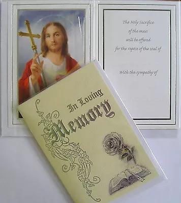 Deluxe Catholic  Mass Card  Sacred Heart In Loving Memory Sympathy 2180 • £2.85