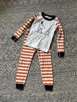 Hanna Andersson Peanuts Pajamas Snoopy Ghost Halloween Striped Size 110 5 • $19.99