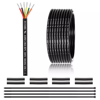 18 Gauge 6 Conductor Electrical Wire 25FT UL 2464 18 AWG 6 Wire Cable Tinned  • $36.98