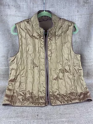 Mycra Pac One Pucker Quilt Gold Satin Reversible Vest Womens Size Small • $28.99