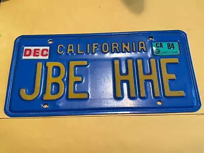 Vintage California Blue & Yellow License Plate -Personalized  JBE HHE  With Tag • $39.95