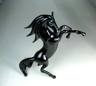 £22.23 • Buy  Glass Animal   Horse Mustang Black  Murano Figurine Hand Blown  Ornament H-4.5 
