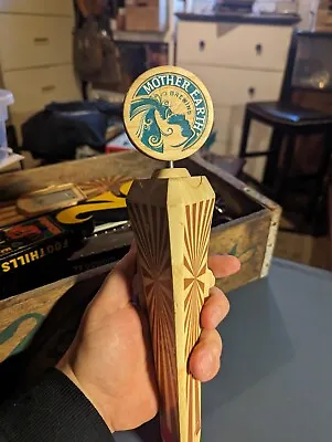 Mother Earth Brewing Unlabeled Wooden Tap Handle (Kinston NC) Blue Globe-Top 12  • $24.75