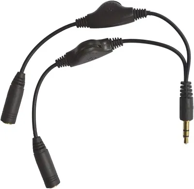 3.5mm Headphone Audio Stereo Y Splitter Cord Extension Cable With Volume Control • £3.15