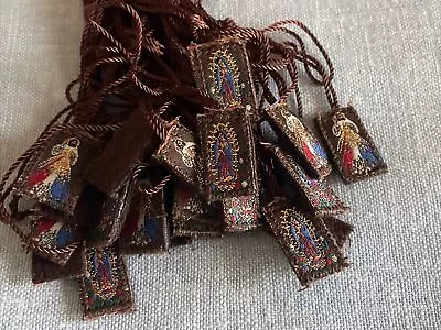 Virgin Mary Virgen De Guadalupe /Divine Mercy Brown Scapulars Necklace Escapular • $13.99