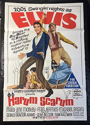 Harum Scarum Elvis 1965 Original One Sheet Australian Movie Poster Folded 27x41 • $94.99