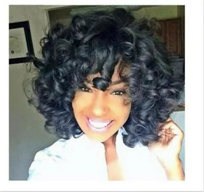 Cute Short Black Curly Wavy Synthetic Hair Wigs Soft Hair Wig For Women USA Ship • $13.90