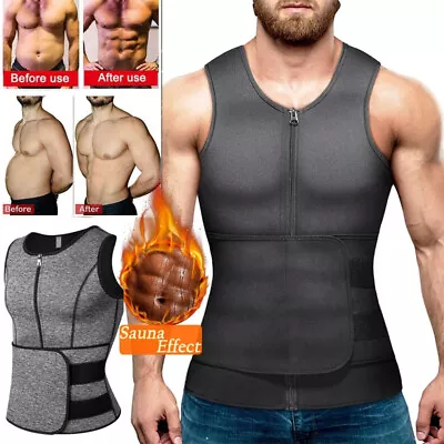 $9.99 • Buy Men Waist Trainer Vest Sauna Sweat Neoprene Sport Girdle Body Shaper Weight Loss