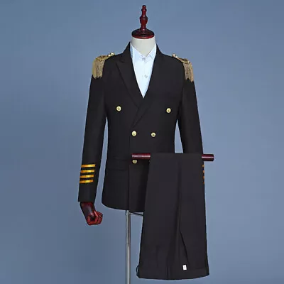 Captain Uniform Military Suit Double-breasted Suit Dress Tassel Shoulders Coat • $79.30