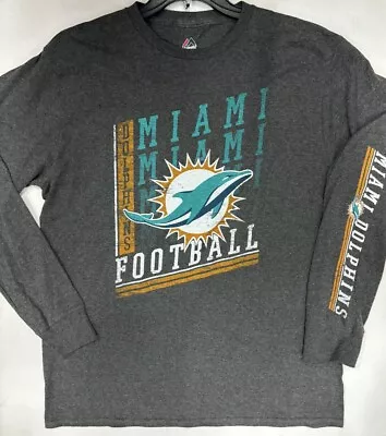 NEW Men's NFL Miami Dolphins Long Sleeve Shirt Majestic Large Gray • $16.99