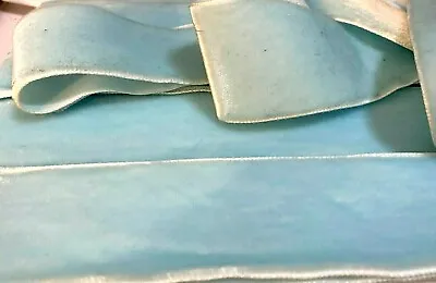 Vintage Velvet Ribbon 1.5  Baby Blue 1yd Made In Switzerland • $5.79