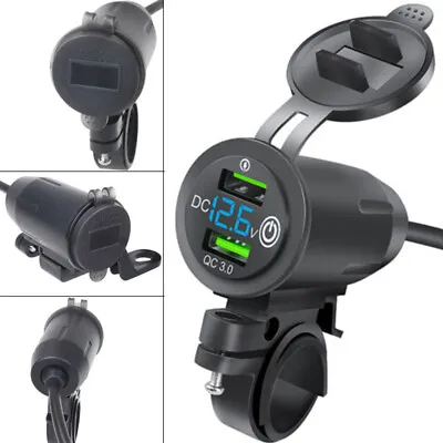 Motorcycle Handlebar Dual QC3.0 Fast Charge USB Charger Mobile Phone GPS Adapter • $12.99