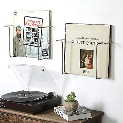 Metal Wall Mounted Vinyl LP Record Display Rack Album Storage Holder Set Of 2 • $34.99