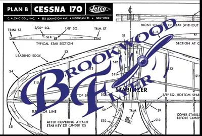 Jetco CESSNA 170 PLAN + PARTS PATTERNS To Build 36  Span RC FF Model Airplane • $39.22