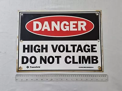 Original Vintage Enamel Danger Sign     High Voltage Do Not Climb   • $79