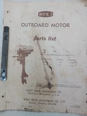 Vintage West Bend 2 Hp Outboard Motor - Parts List - Fair Cond • $28