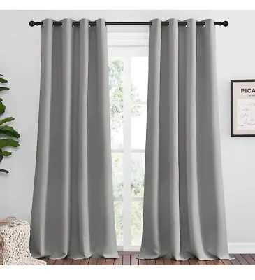 NICETOWN Silver Grey Room Darkening Curtain Panels 96  Long For RV Play... • $27