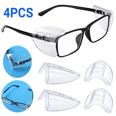 £5.21 • Buy 4X Clear Side Shields Universal Fit Flexible For Eye Glasses Safety Glasses