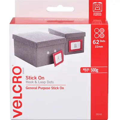 Velcro Brand Stick-On Hook And Loop Dots Circles Set 22mm White Pack 62 • $39.95