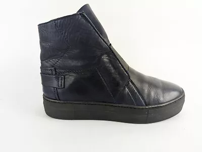 Lea Foscati Navy Leather Hi Tops Boots Uk 4 Eu 37 • £29.99