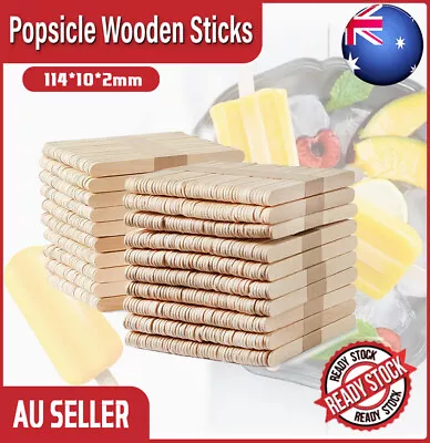  Eco Natural WOODEN CRAFT STICKS PADDLE POP POPSICLE Coffee Stirrers Ice CreamAU • $28.31