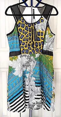 NWT W118 By WALTER BAKER Sz L CHLOE Back Zip Multi-Print Sleeveless Cotton Dress • $37.95