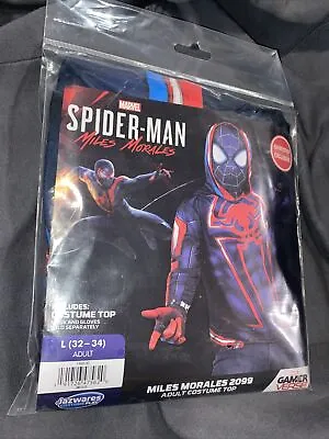 Marvel Spider-Man Miles Morales 2099 Adult Costume Top L 32-34” New FREE SHIP • $9.99