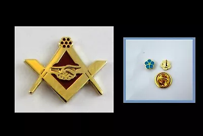 LOT 2 NEW Masonic Freemason Handshake & Forget Me Not Flower Lapel Pin -Tie Tack • $11.89