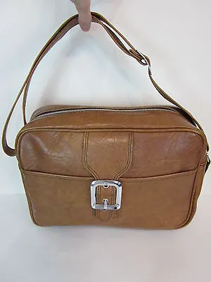 13  Brown Pleather Courier Bag W Strap Mail Carrier Shoulder Briefcase Messenger • $15