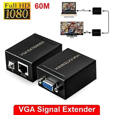 NEW VGA Extender Over Ethernet Cable RJ45 To VGA Signal Extender 60M Transmitter • $17.49