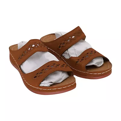 Skyla Womens Egyptian Pattern Sandal Tan Vegan Leather Size 9.5 • $30