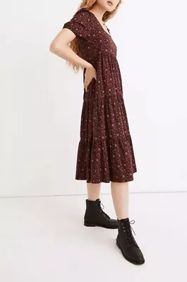 MADEWELL Aidy Square-Neck Tiered Midi Dress In Orchard Floral #4 • $35