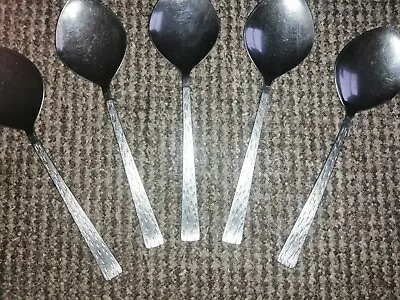 £9 • Buy Vintage SPEAR & JACKSON 'Crystal' Wide Soup Spoon X 5 - Stainless Steel Cutlery 