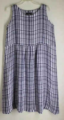 NEW Eskandar Elegant Gray Check Linen Sleeveless Art-to-Wear Dress Tunic Top 0 • $337.50